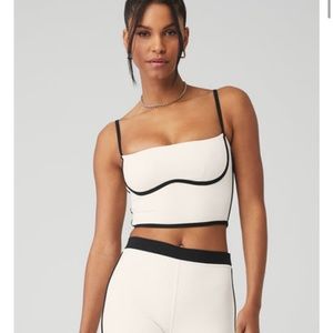 Alo Yoga Airbrush Streamlined Bra Tank Ivory / Black